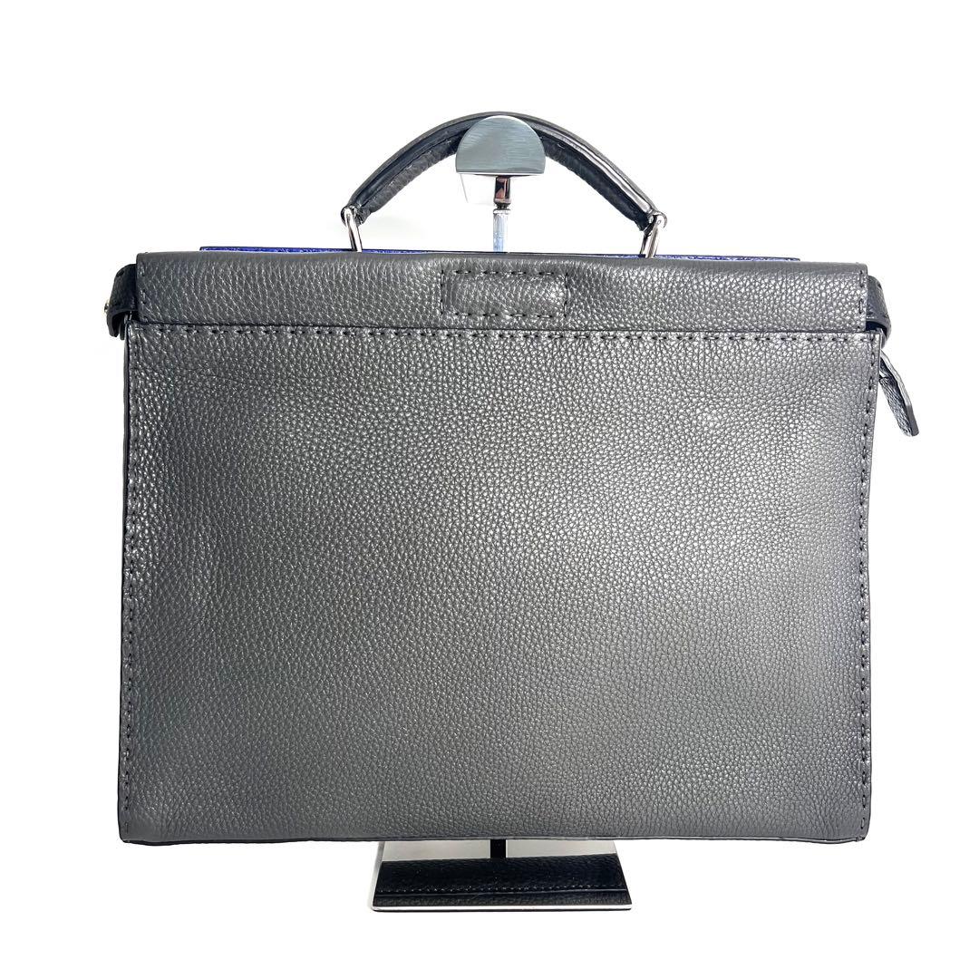 極美品 FENDI セレリア ピーカブー フィット ビジネスバッグ グレー 本革