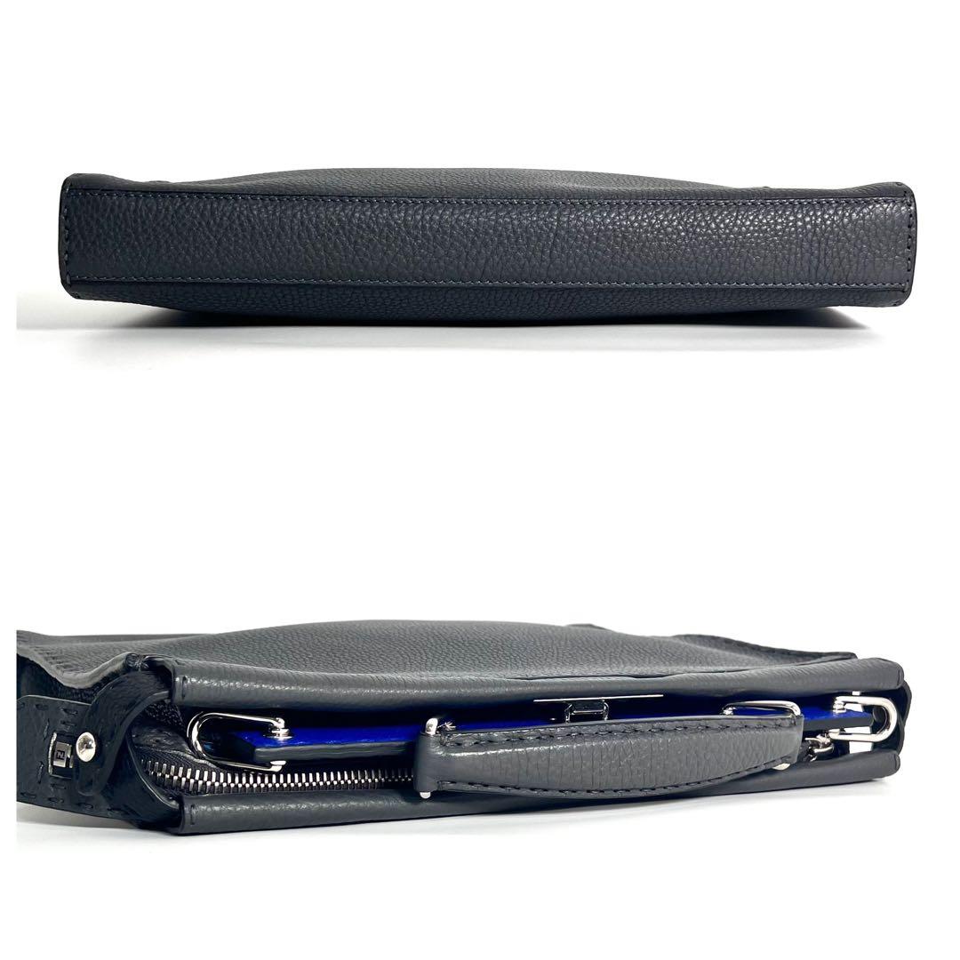 極美品 FENDI セレリア ピーカブー フィット ビジネスバッグ グレー 本革