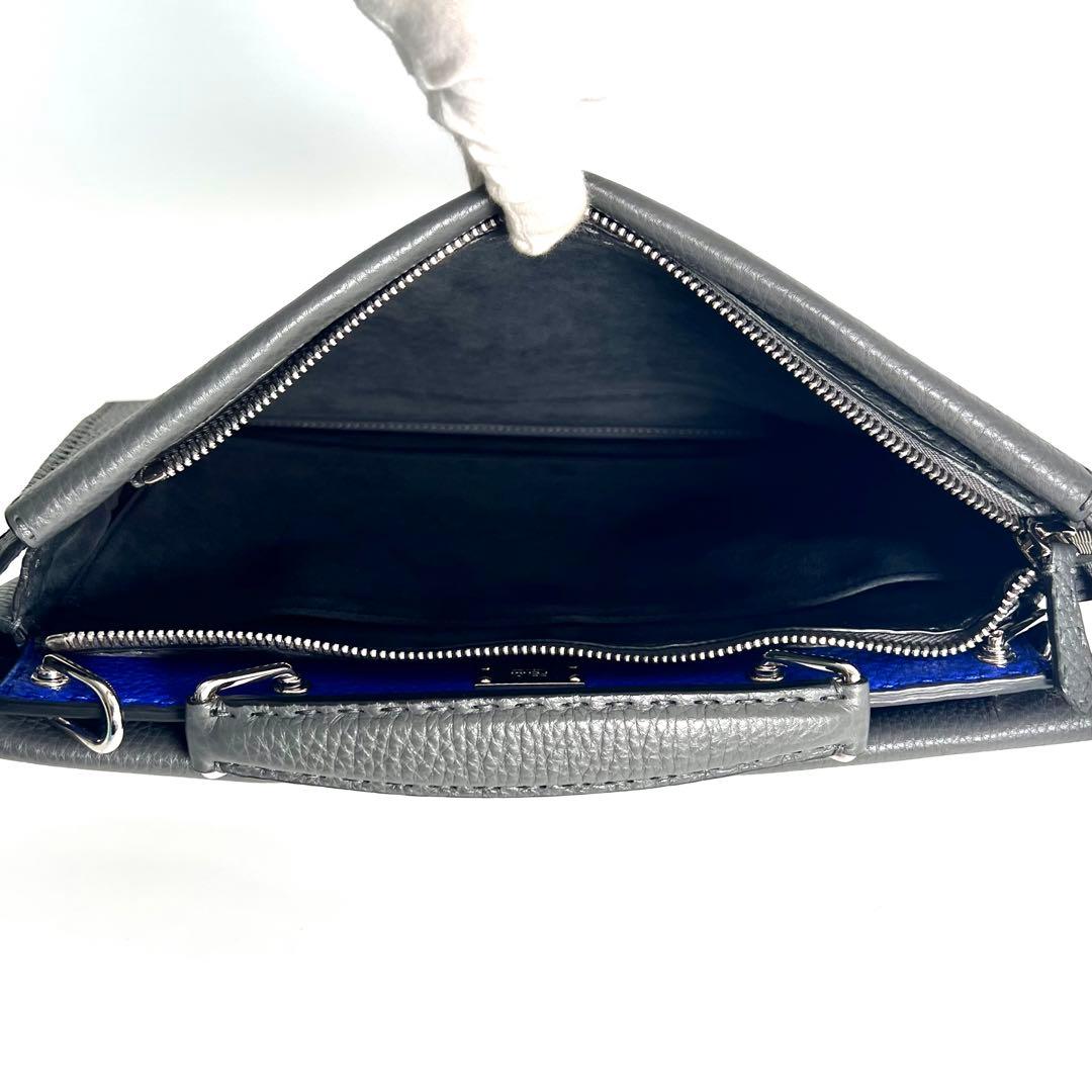 極美品 FENDI セレリア ピーカブー フィット ビジネスバッグ グレー 本革