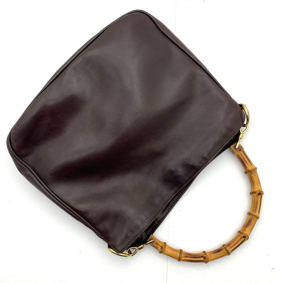GUCCI グッチ バンブー ハンドバッグ レザー ダークブラウン