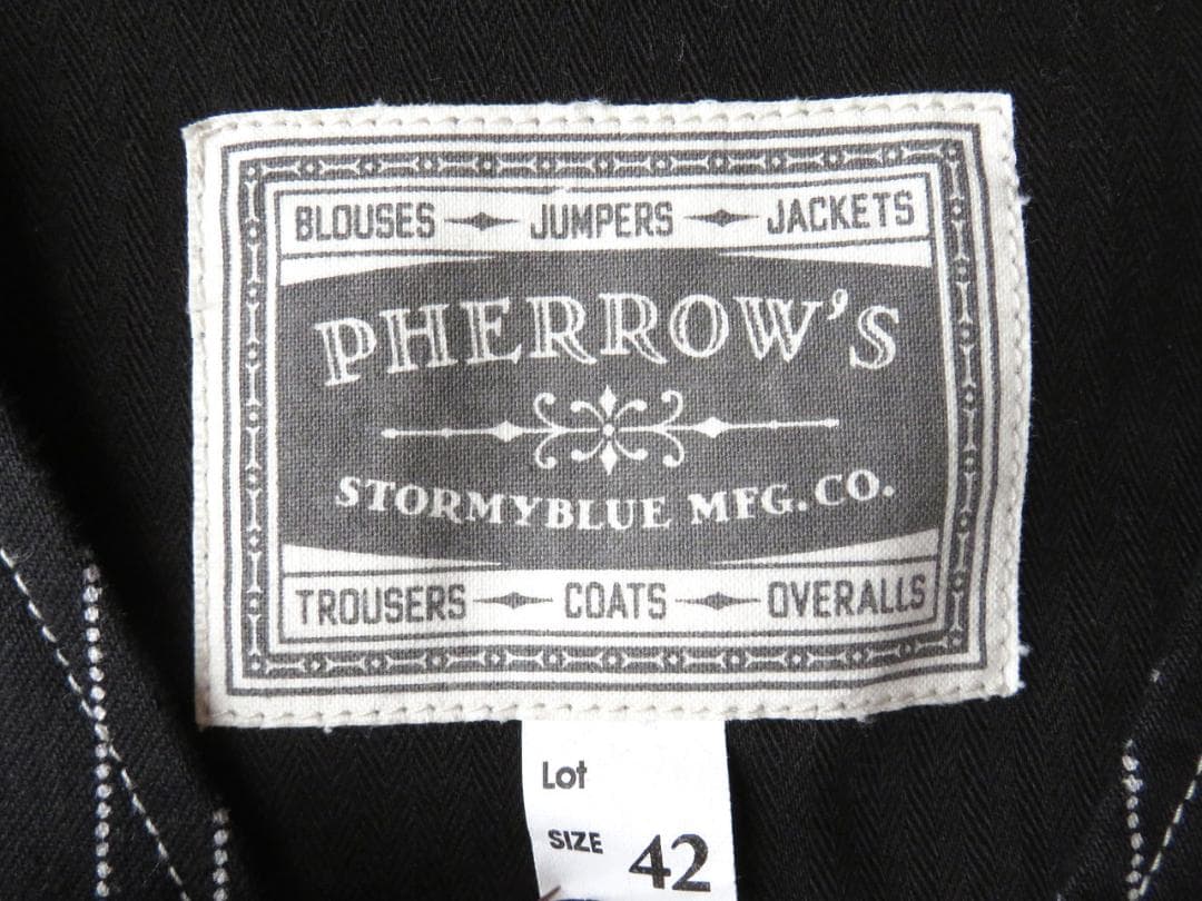 フェローズ PV1-W ブラックウォバッシュ 42 ワークベスト 日本製