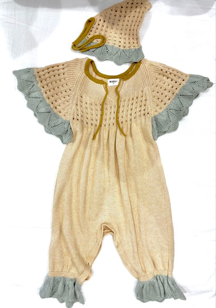 MABLI ニットロンパース 2Y ボンネットM セット
