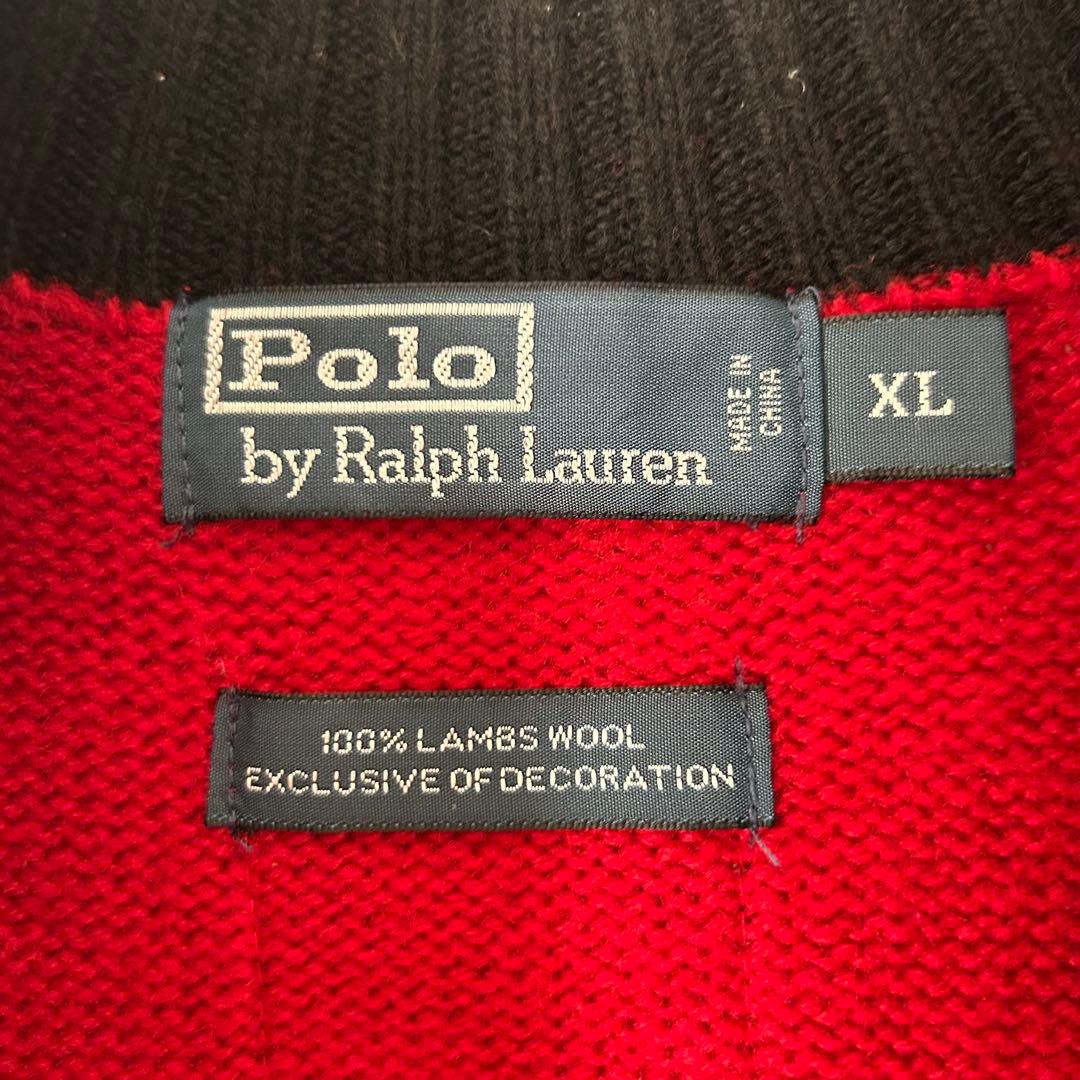 【トレンド】ラルフローレン　ニット　スイス　ビッグポニー　刺繍 90s L