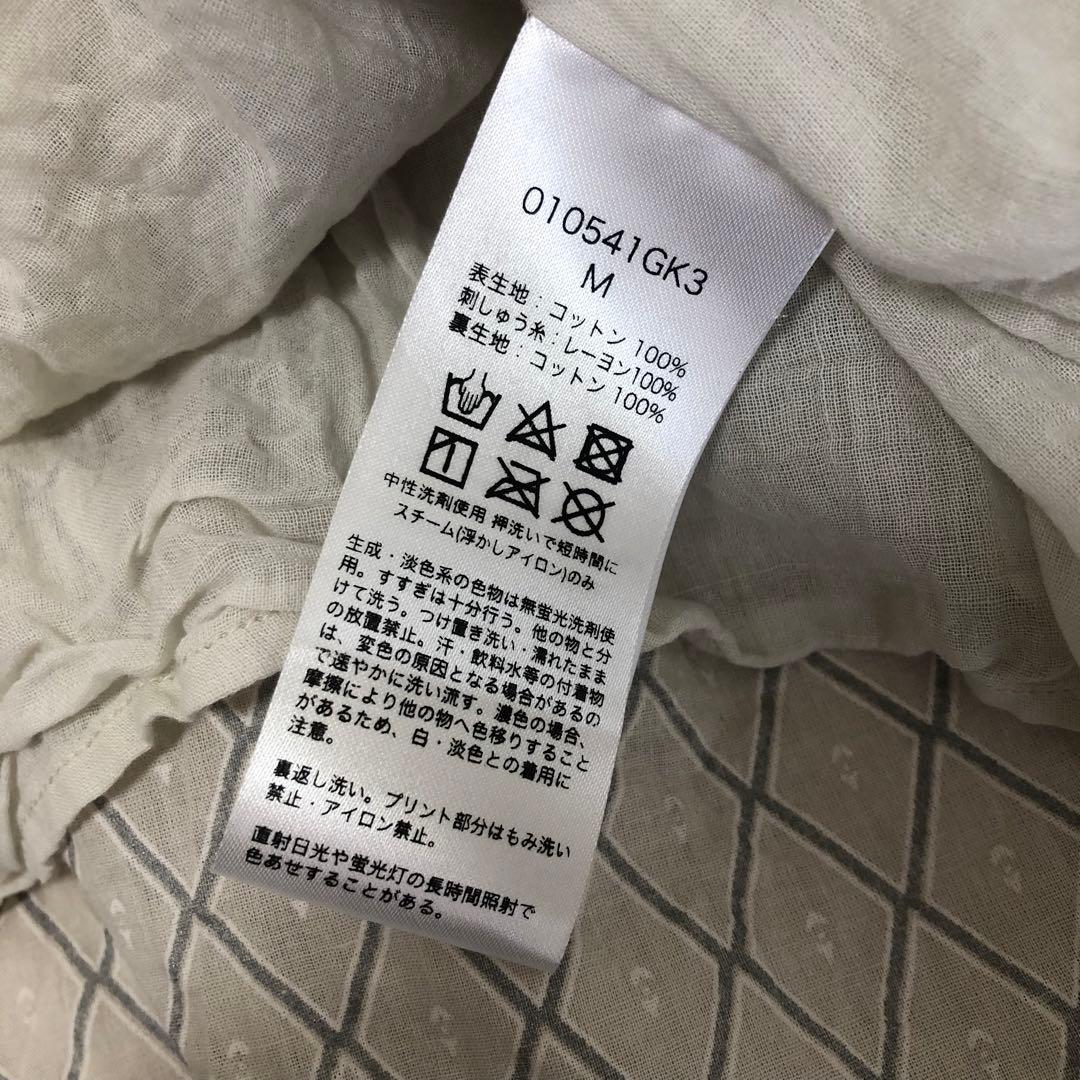 ヌキテパ DIA CHECK PRINT EMB DRESS M ECRU