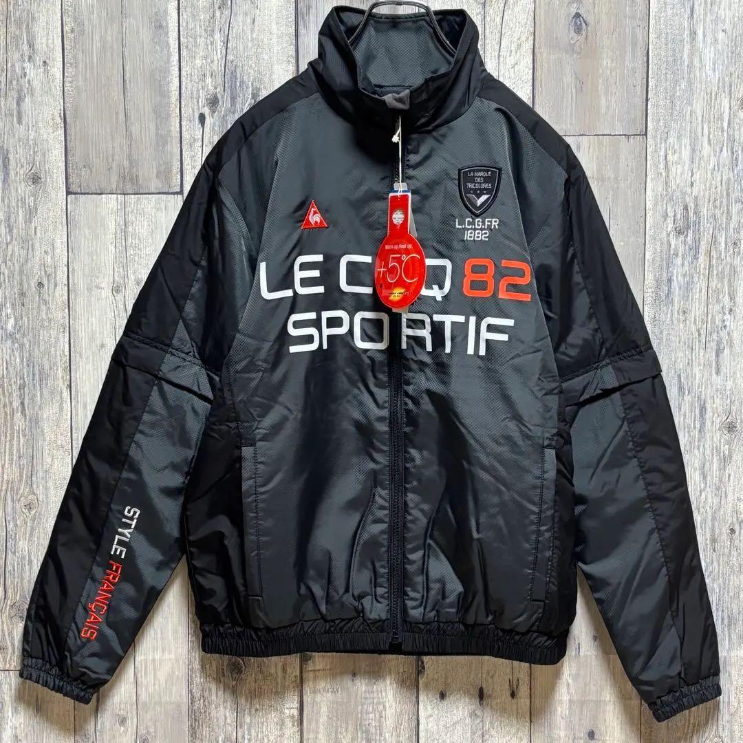 ルコックスポルティフ　ジャケット　中綿　ヒートナビ　撥水　ビックロゴ　ブラック