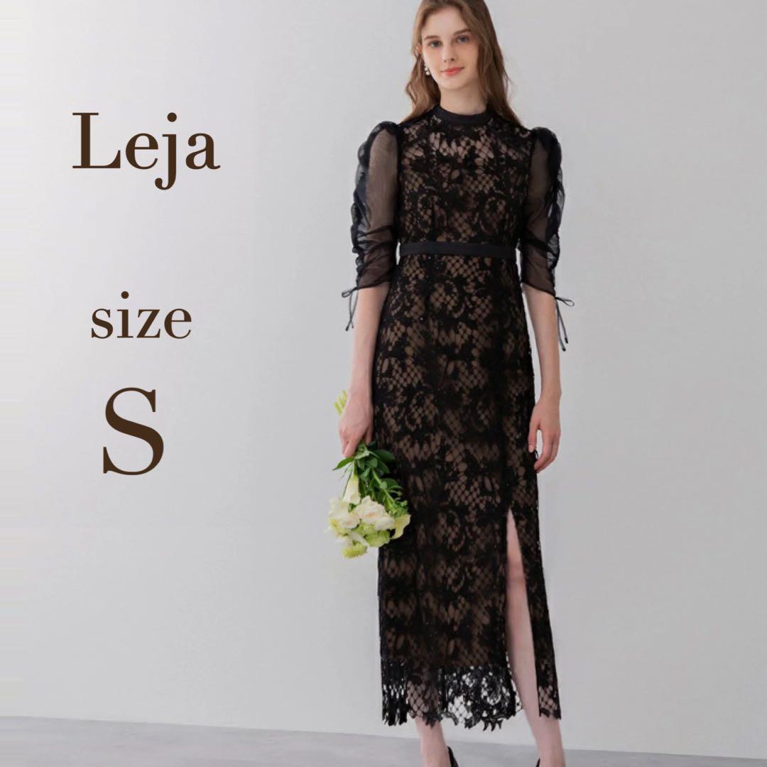 完売品　人気　レジャ　シアーレースパフスリーブスリットIラインドレス　S