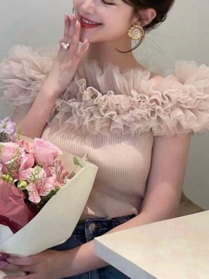 SNIDEL / ボリュームチュールドッキングニットプルオーバー