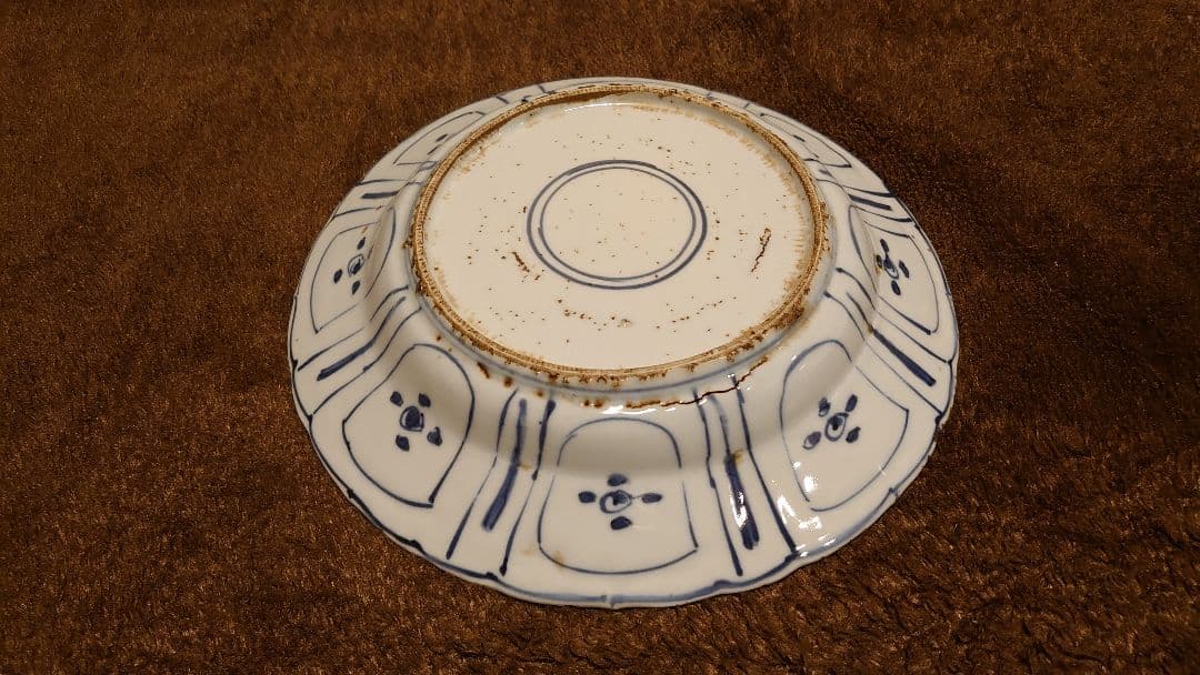 古染付　李朝　古玩　蝗の図　中皿　１客