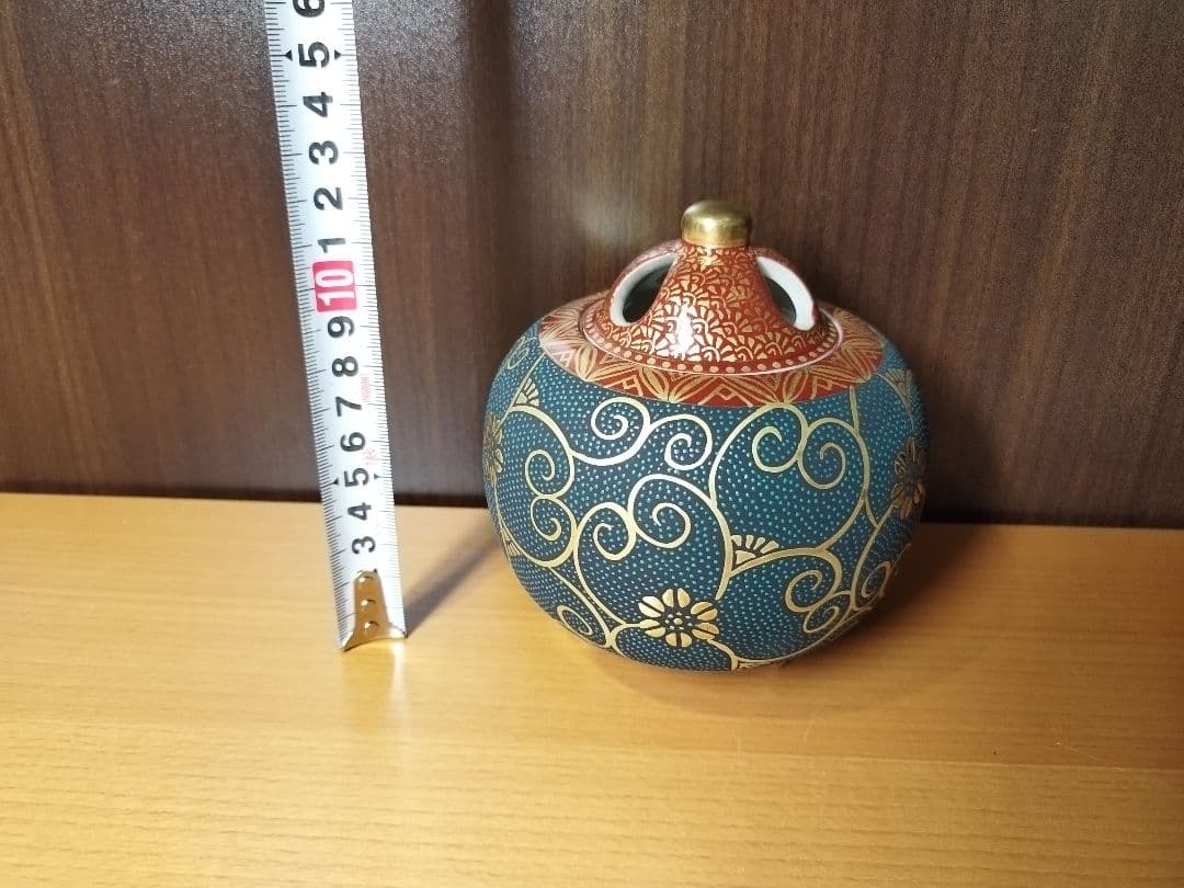 九谷焼 香炉 光仙　4号　本金青粒　新品未開封　珍品　在庫切れ多数品