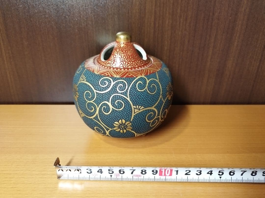 九谷焼 香炉 光仙　4号　本金青粒　新品未開封　珍品　在庫切れ多数品