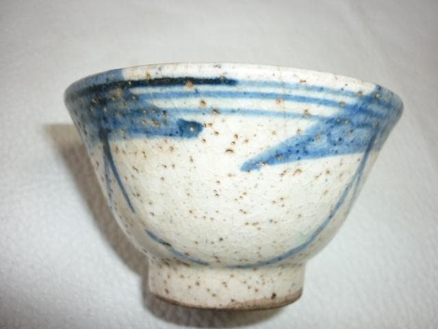 ◆希少美品 1880年頃（明治時代！古曽部焼き 素朴な染付 ぐいみ/お猪口 5客