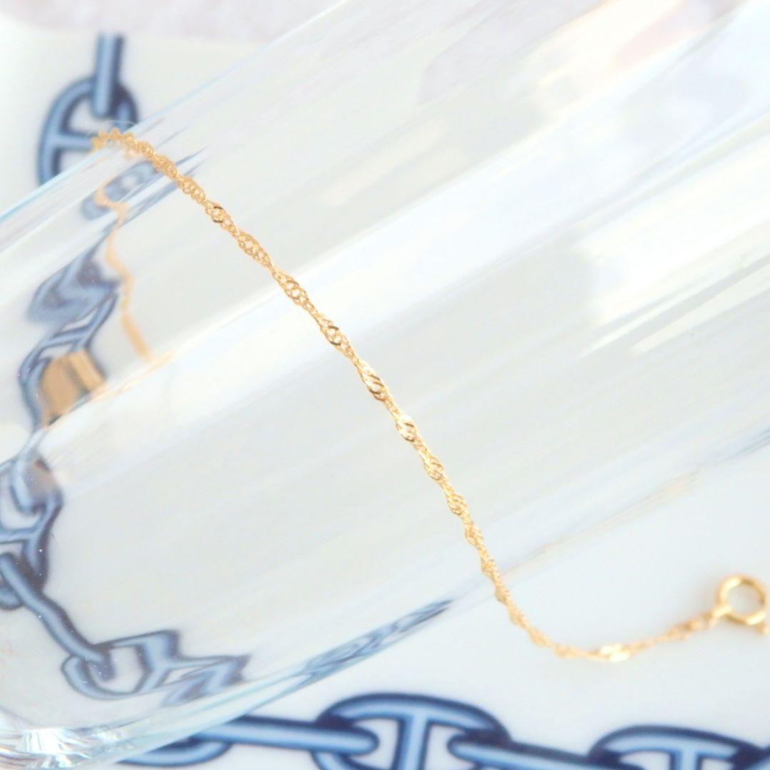 moco　k18アンクレット　スクリューチェーン　1.3㎜幅　つけっぱなし