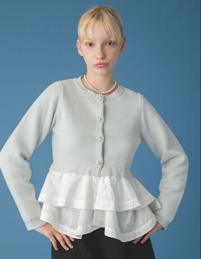 furfur ペプラムレイヤードカーディガン