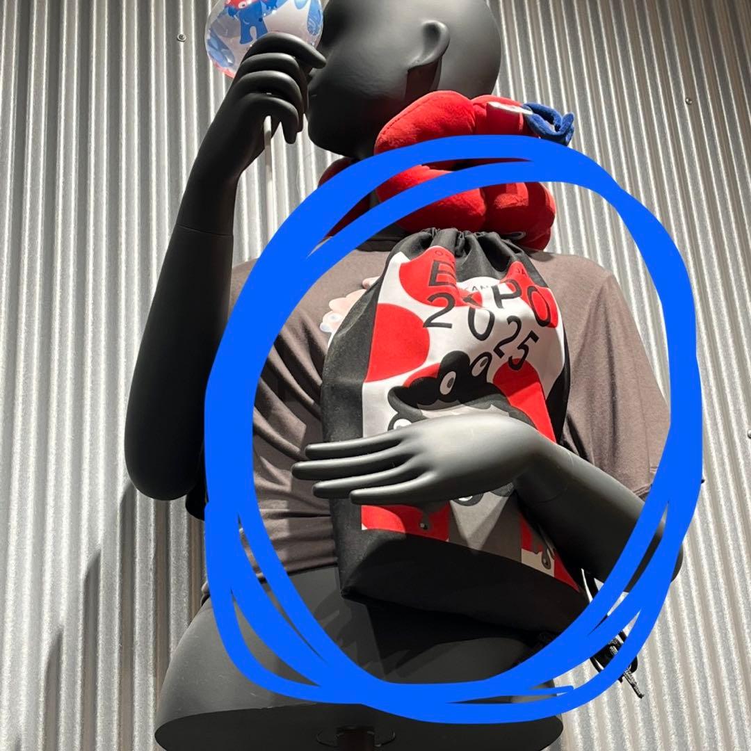 新品4点セット★EXPO2025 万博　黒ミャクお手玉風ぬいぐるみ ナップサック