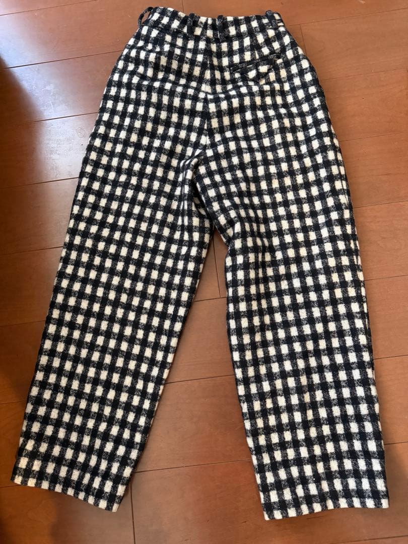 チェック柄ハイウエストワイドパンツ