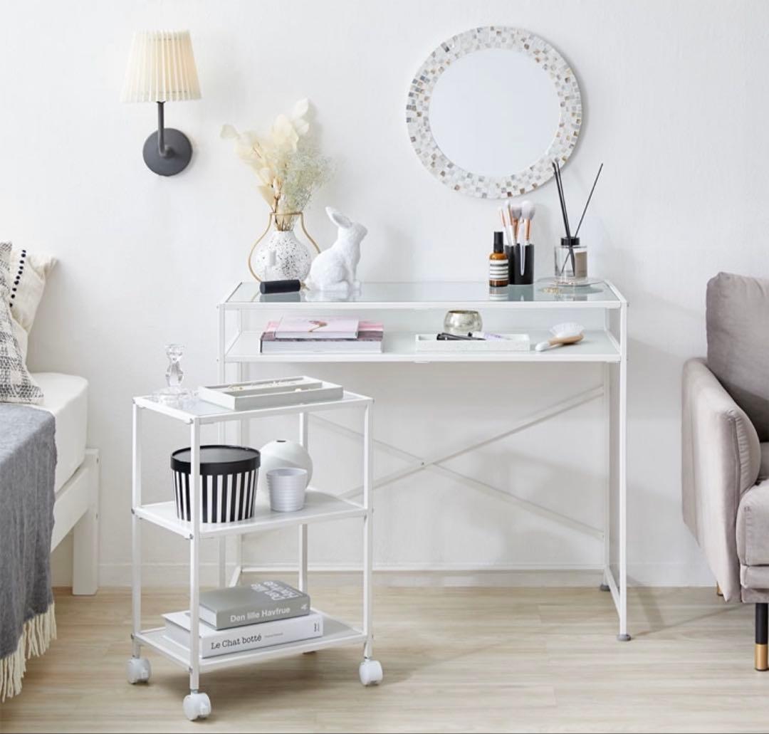 LOWYA デスクドレッサー ネイルデスク ガラス天板