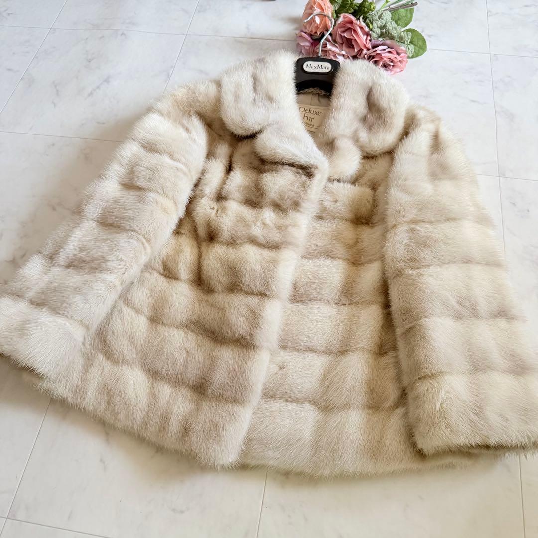 人気デザイン★サファイアミンク クロップド ファーコート 毛皮 横段