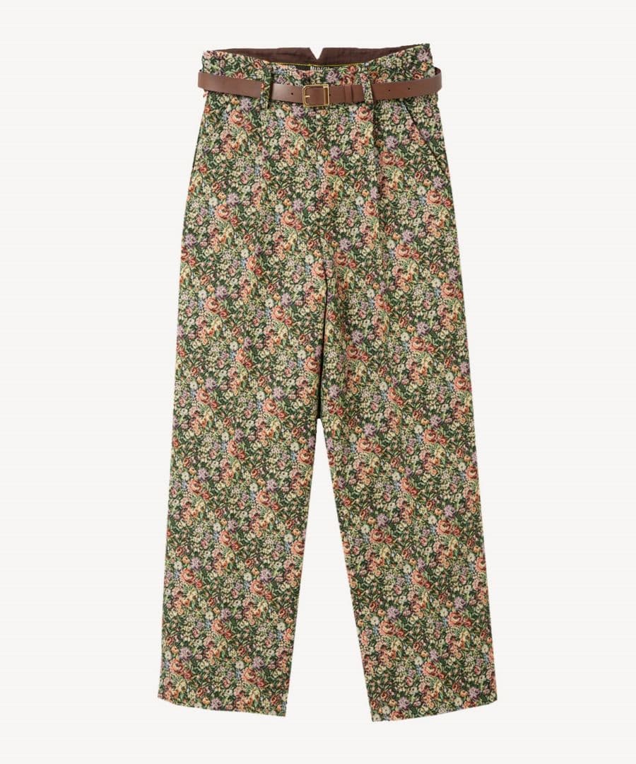 MUVEIL 花柄ゴブランパンツ ベルト付き