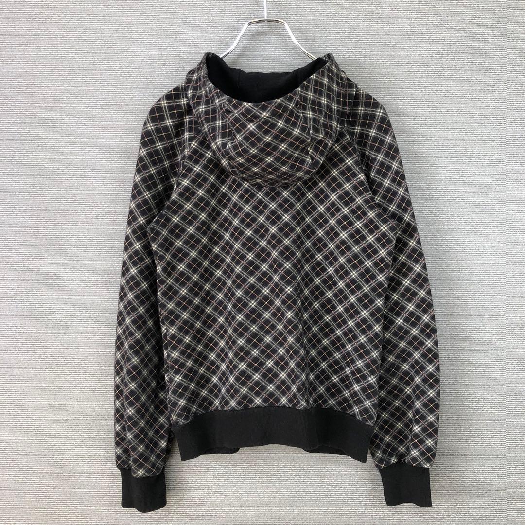 BURBERRY ブラックノバチェック ホースロゴ刺繍 パーカー 38