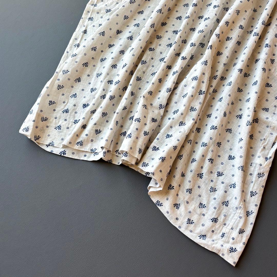 45R ロングワンピース　フラワープリント　小花柄　ガーゼ生地　ワイドシルエット