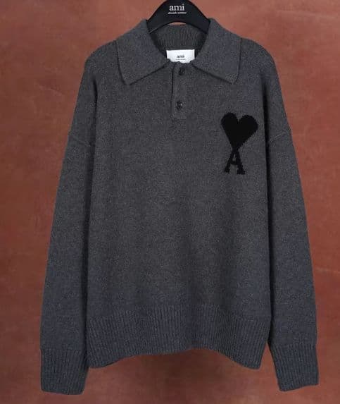 ✨Amiparis ダークグレー ポロセーター 男女兼用