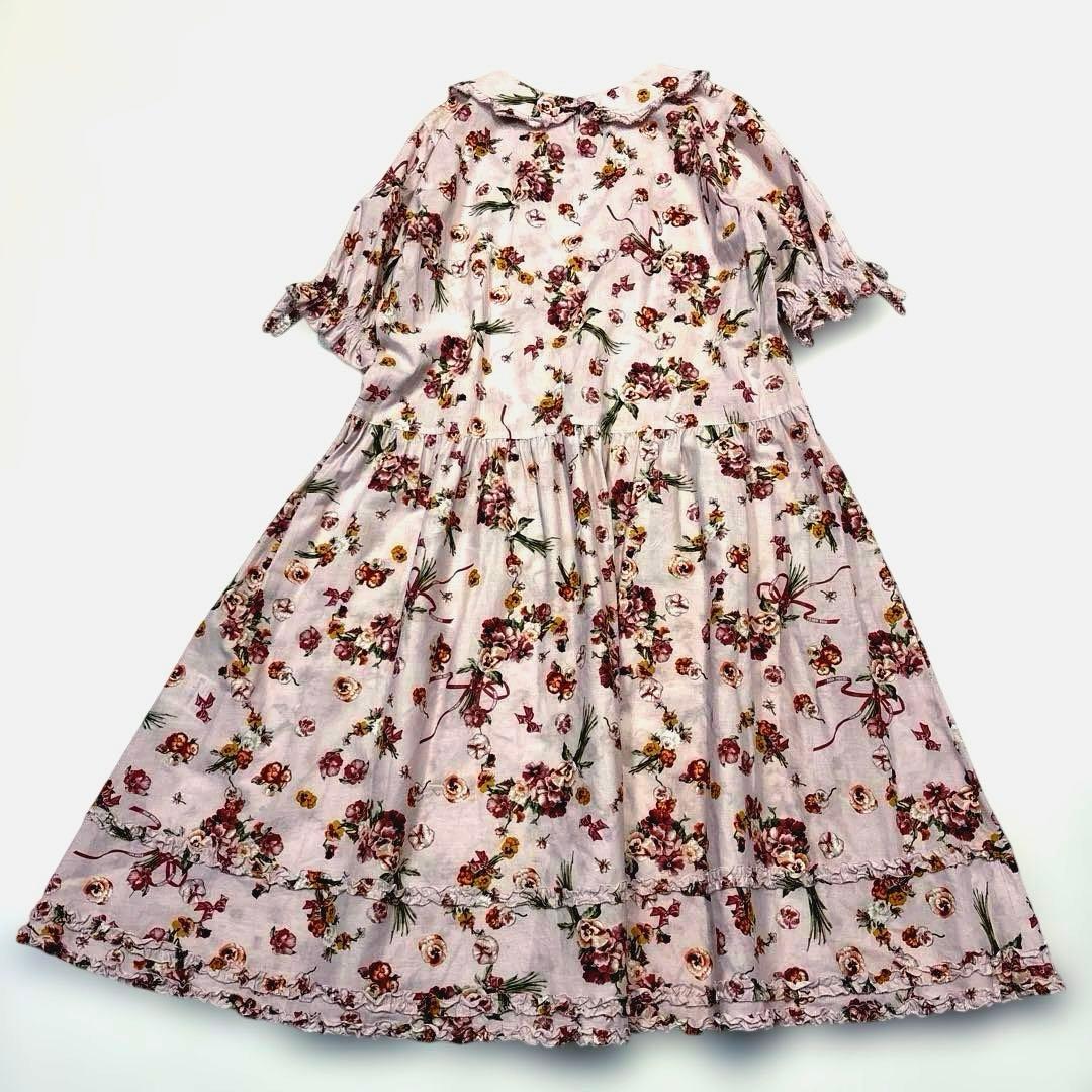 【極美品/近年モデル】ピンクハウス　ロングワンピース　パンジー柄　フリル　リボン