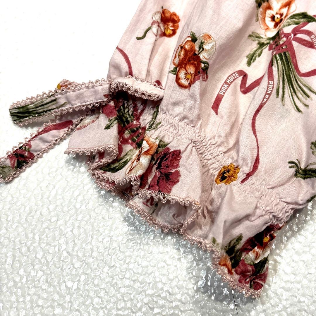 【極美品/近年モデル】ピンクハウス　ロングワンピース　パンジー柄　フリル　リボン