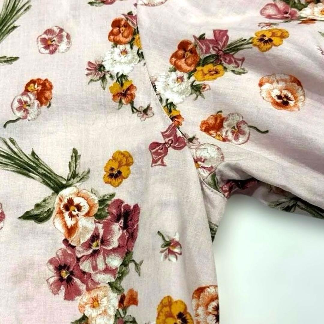 【極美品/近年モデル】ピンクハウス　ロングワンピース　パンジー柄　フリル　リボン