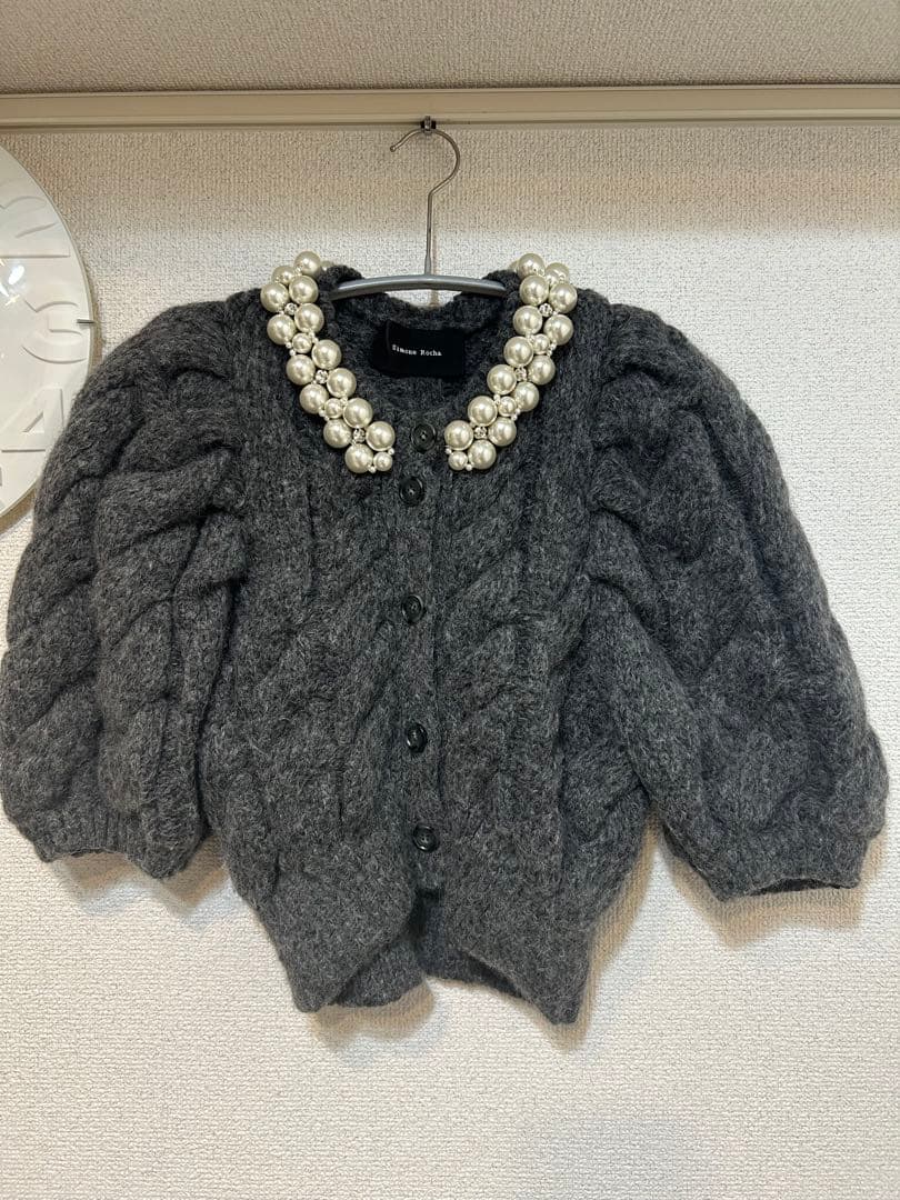 Simone Rocha XS パール付きグレーカーディガン