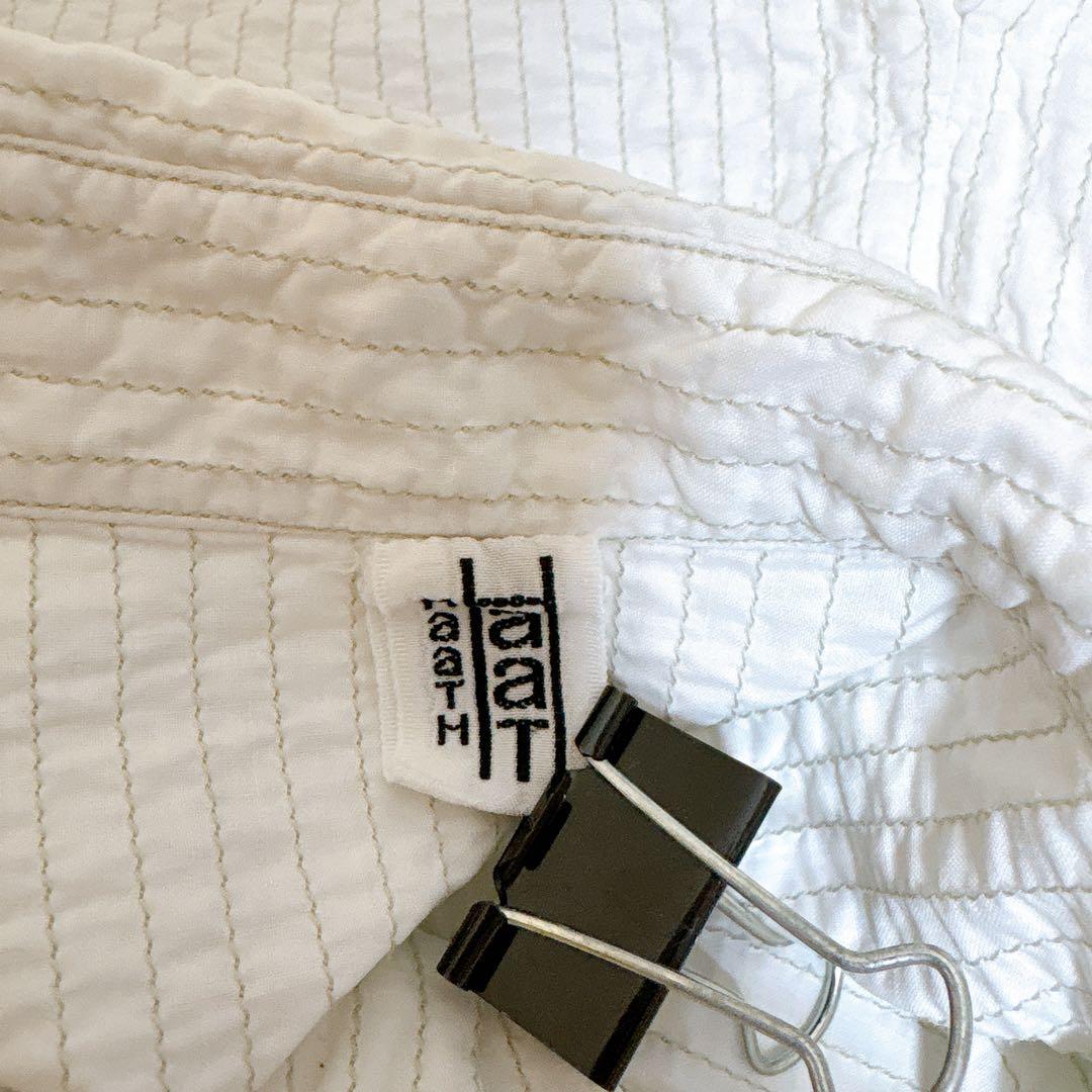 ハート イッセイミヤケ シアサッカー 刺繍 ブラウス インド製 ホワイト 2