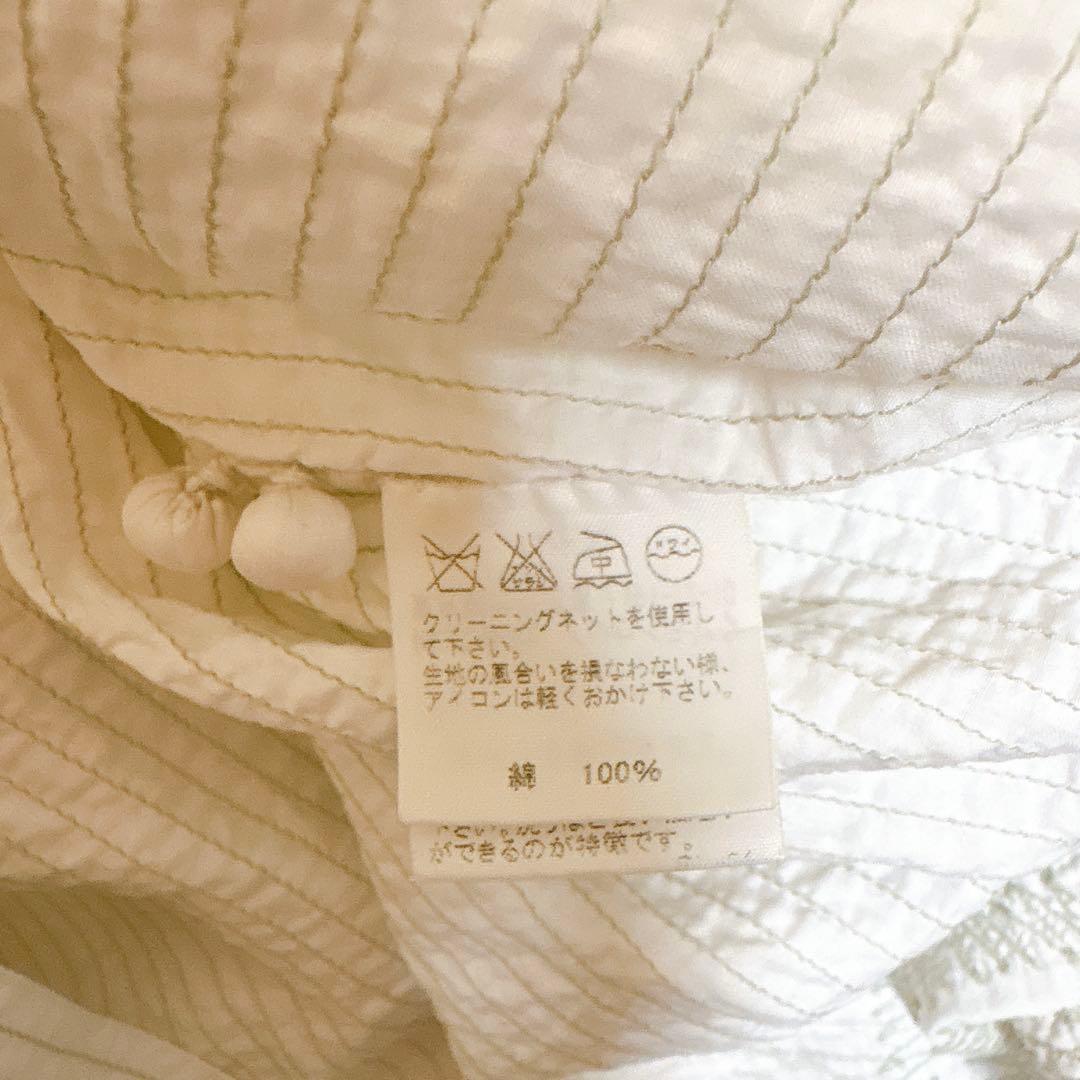 ハート イッセイミヤケ シアサッカー 刺繍 ブラウス インド製 ホワイト 2