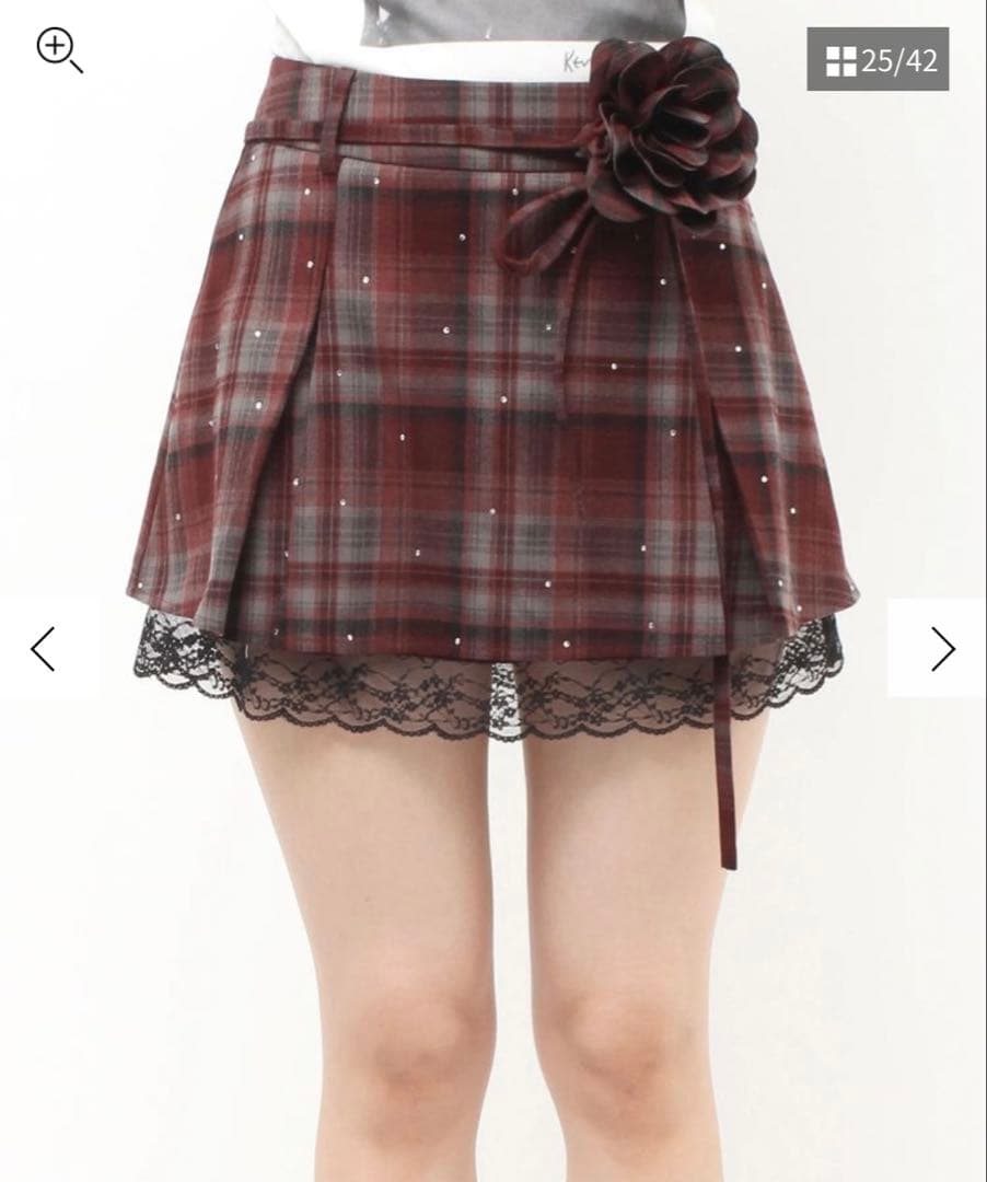 jouetie ローズモチーフミニスカパン スカート レッド