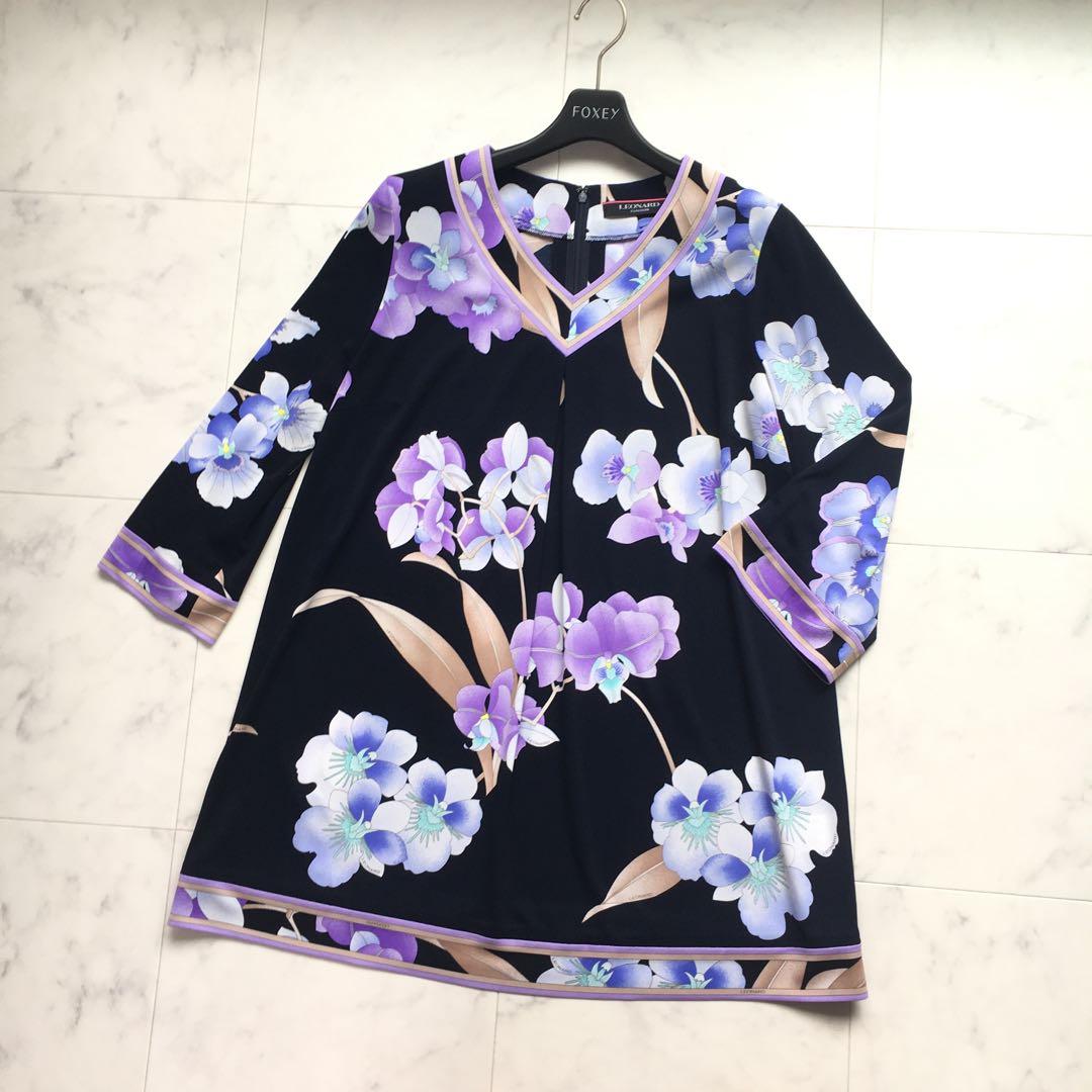 近年未使用　LEONARD レオナール　美しい花柄　カンカン　チュニック　42