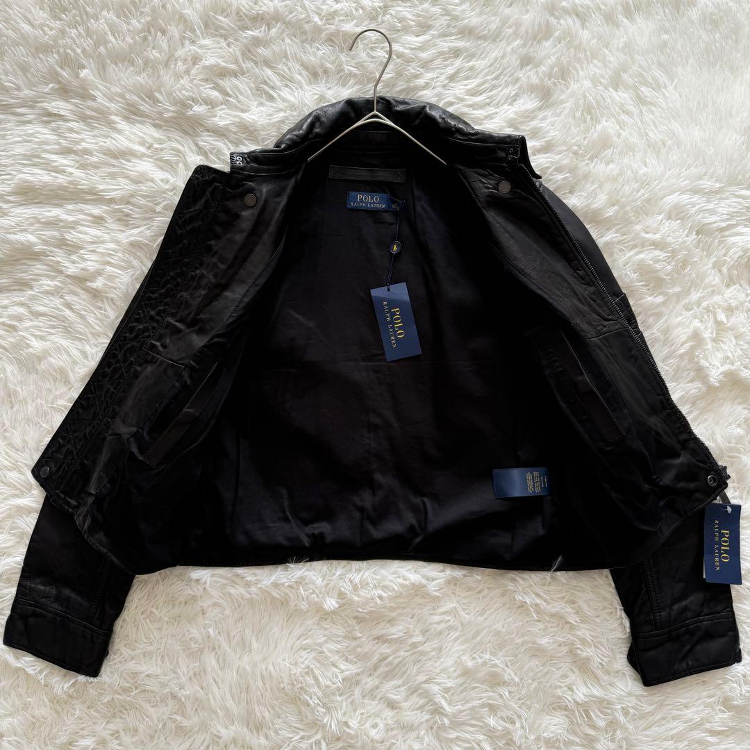 タグ付き【ポロラルフローレン】ライダース　Mサイズ　黒　定価約14万円