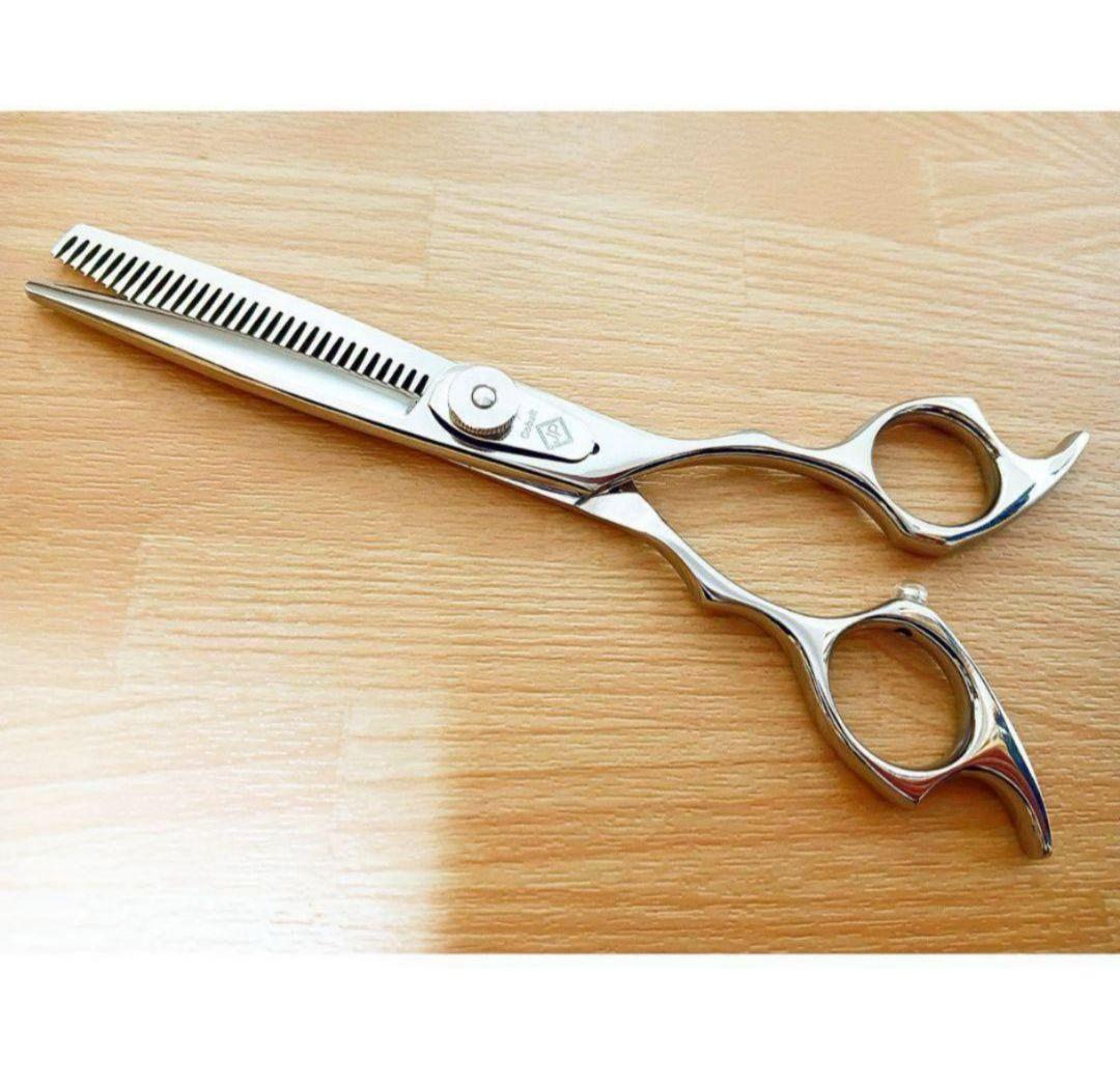 抜け感の良い人気の逆刃セニングシザー理美容師プロ用☆両面使用可スキバサミハサミ