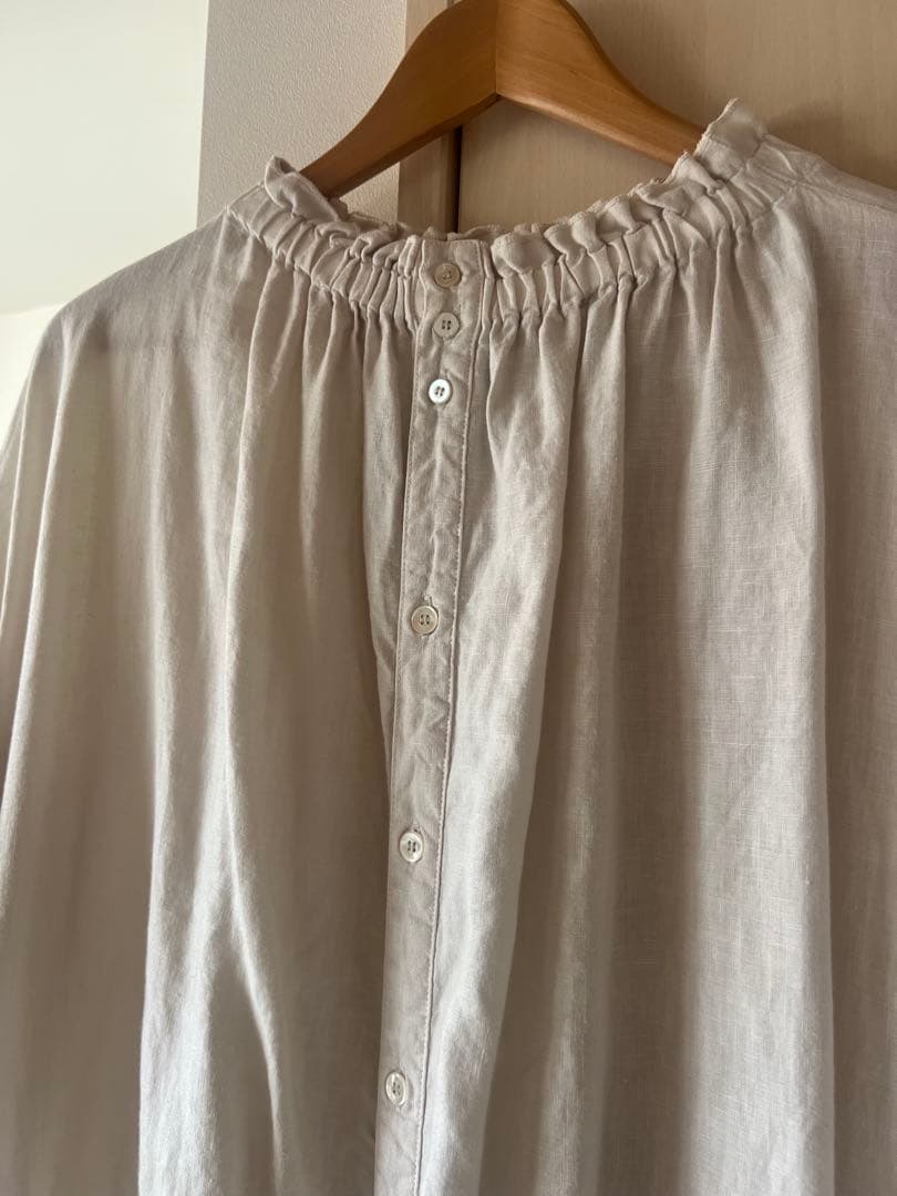 nestRobe リネン シャーリングネックワンピース