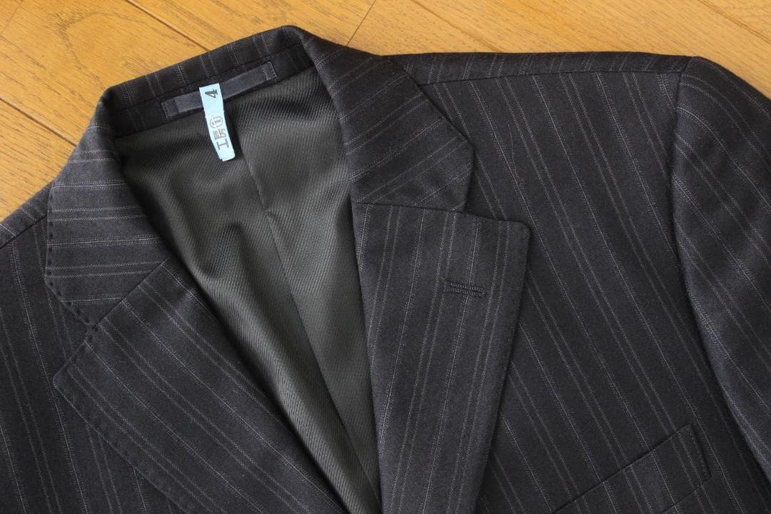 04【美品】ミツミネ × ゼニア スーツ A5 メンズ M 濃紺ブルーストライプ