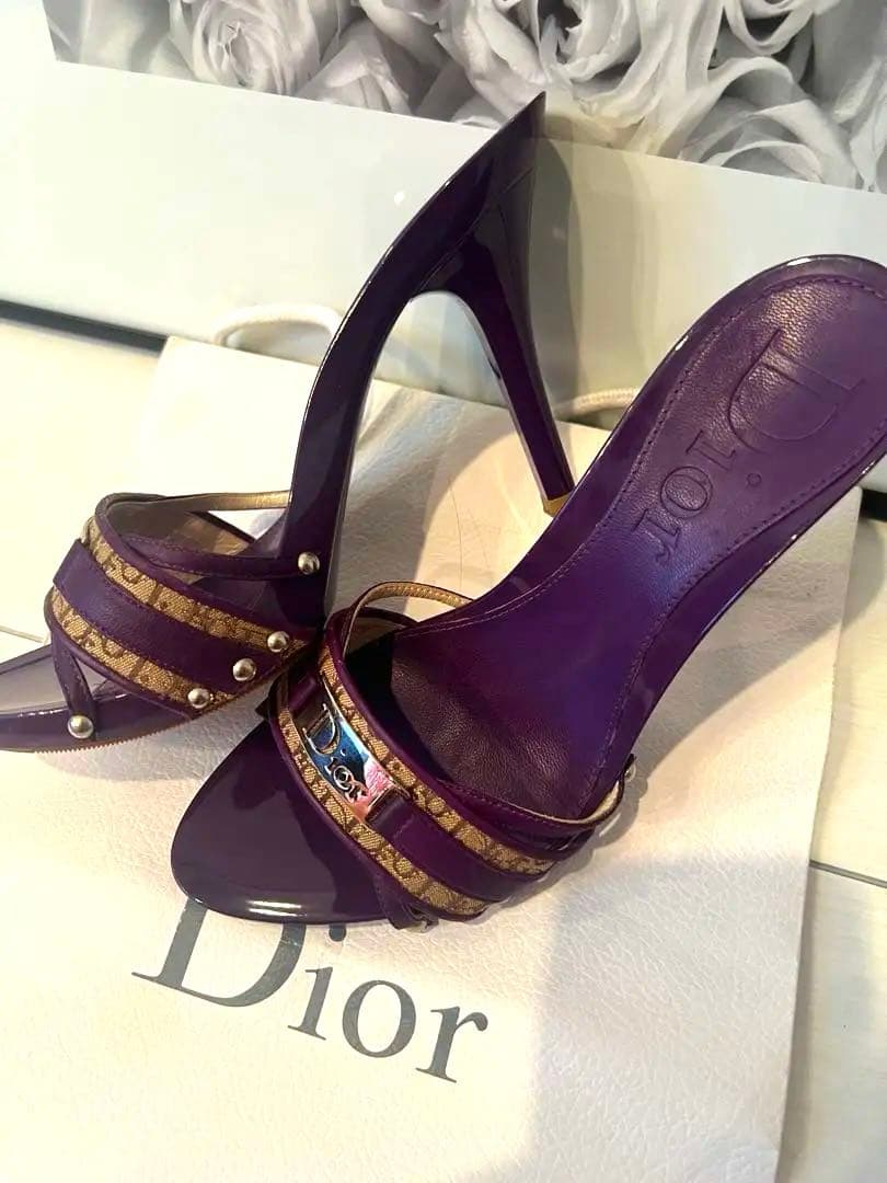 超美品Christian Diorトロッターロゴプレートミュール38 24cm