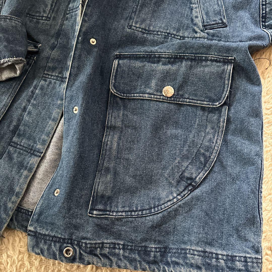 ９０s 古着　ヴィンテージ　色褪せ　ブルー デニムジャケット パーカー