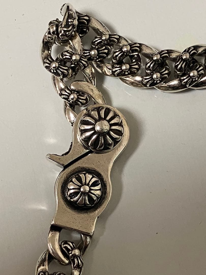 シルバー 925刻印フローラルクロス ウォレットチェーン 193.0g