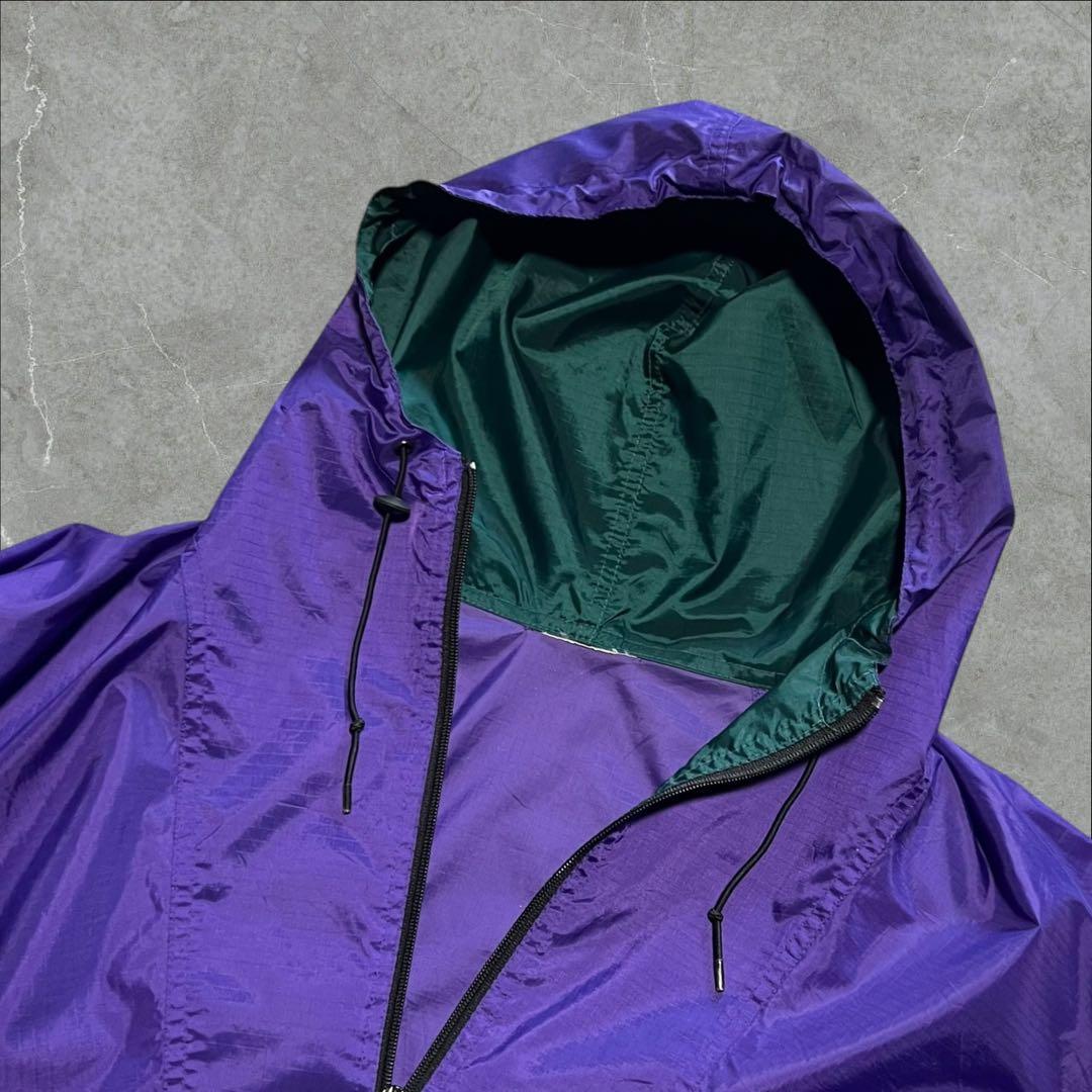 90sHELLY HANSENリップストップナイロンアノラックパーカーパープルL