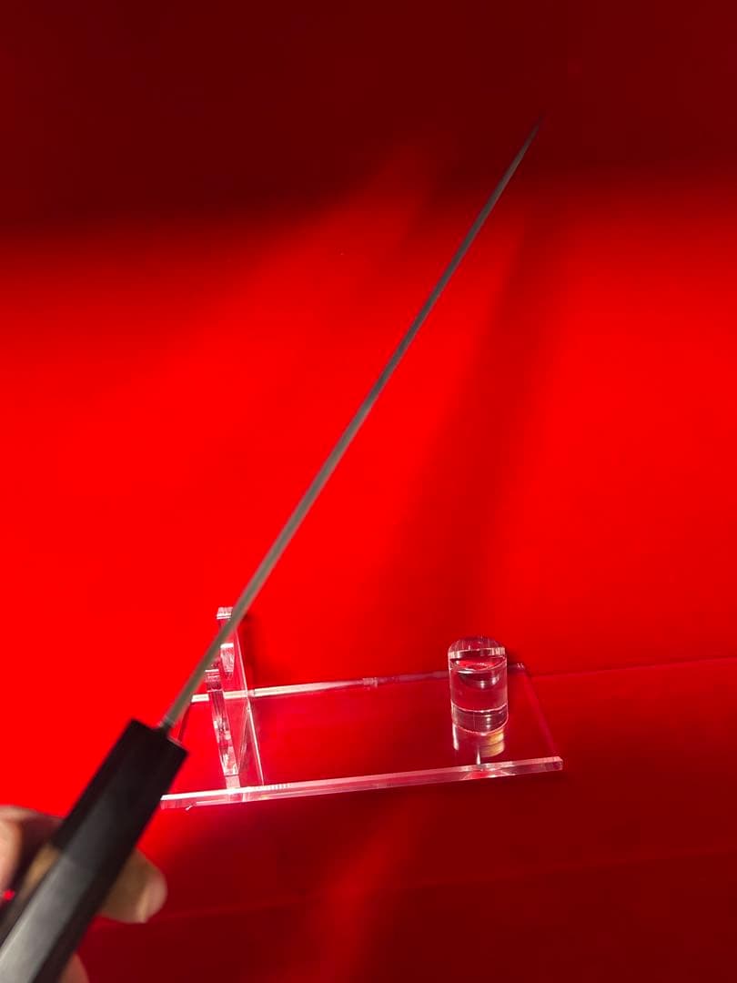 01575 包丁　柳刃　保勝　津軽打刃物　青波打　墨流し　地肌綺麗　未使用品