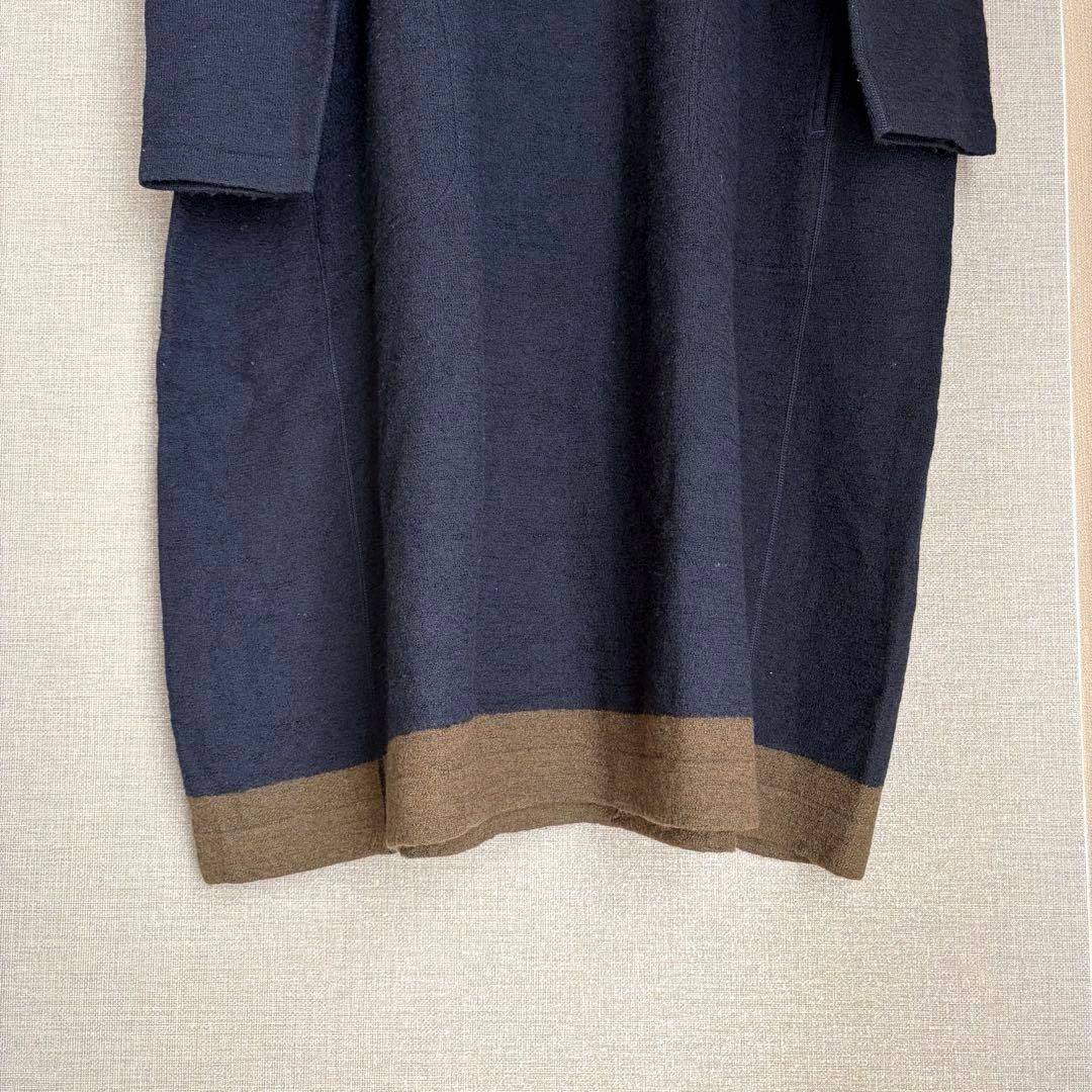 未使用級✨45R アルル縮絨のフードドレス フード付きニットワンピース FR