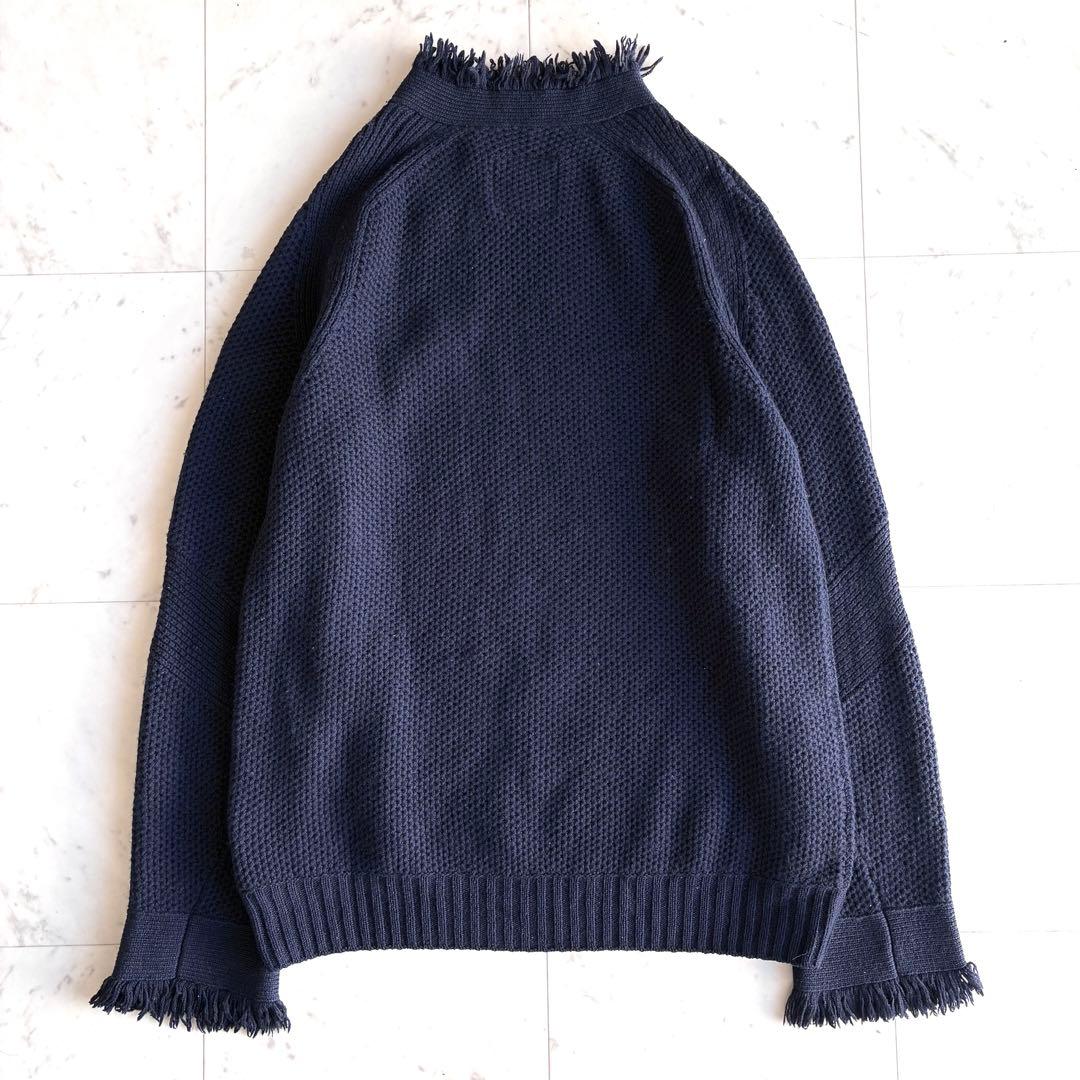 sacai サカイ 長袖フリンジニット ダークネイビー サイズ3