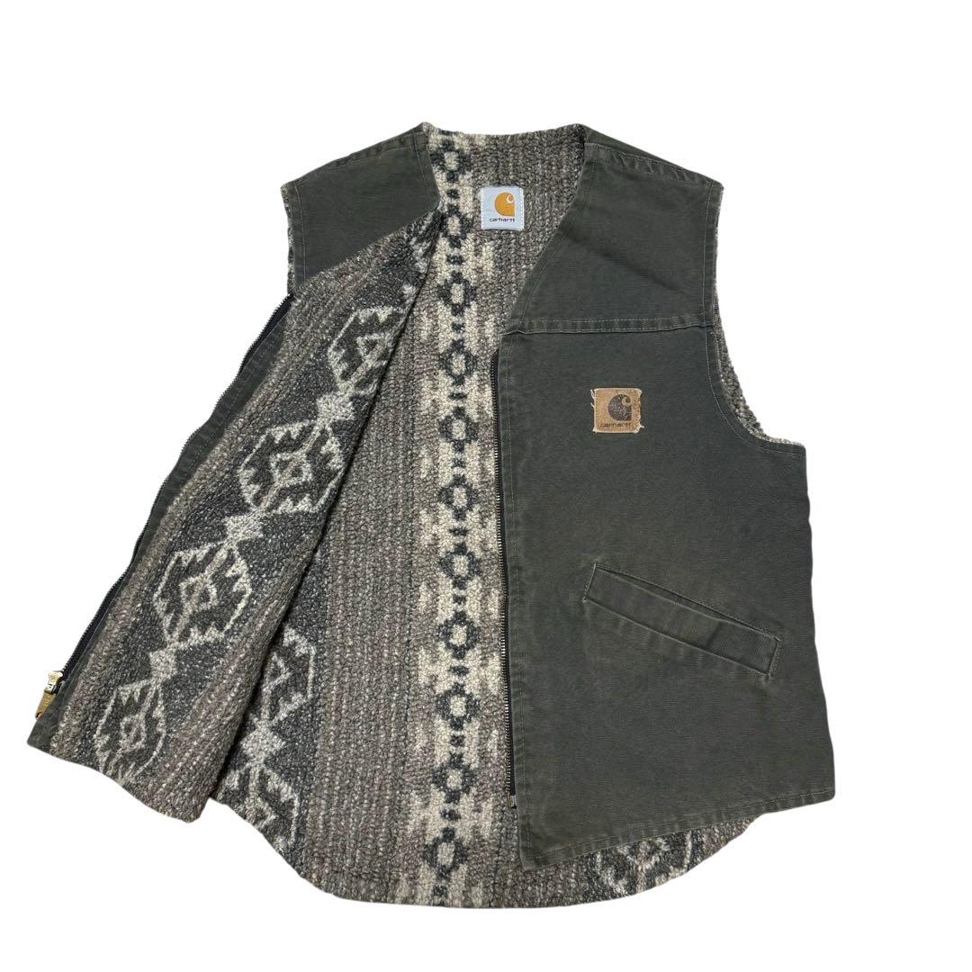 希少 90s Carhartt サウスウエスト ネイティブ ボア ダック ベスト