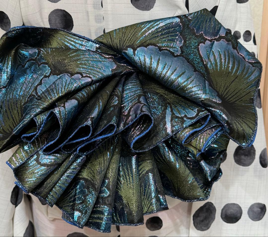 大人兵児帯【スノーホワイトプラチナシルバー】【夢想花】セット