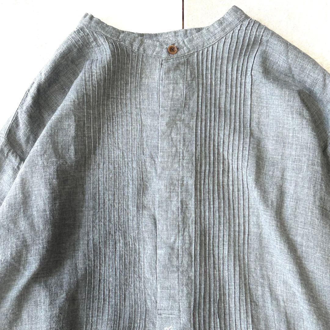 美品 45R フォーティファイブアール 杢コットンバンドカラー チュニック