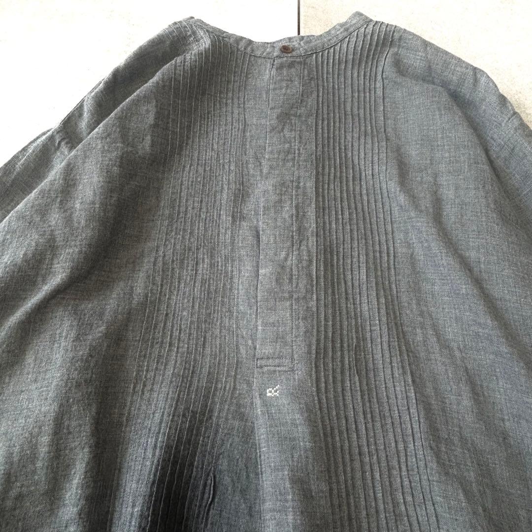 美品 45R フォーティファイブアール 杢コットンバンドカラー チュニック