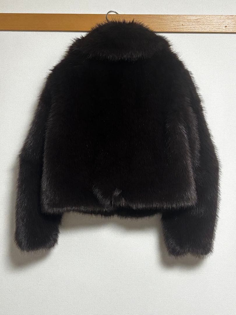 ZARA フェイクファーショートコート ダークブラウン