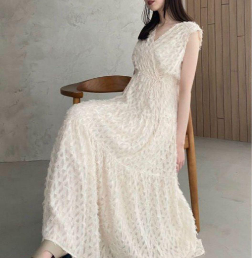 FRAY I.D フリンジジャガードカシュクールワンピース